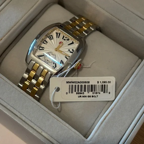 NWT Michele Urban Mini Two-Tone 18K Gold Plated Watch - Picture 11 of 14